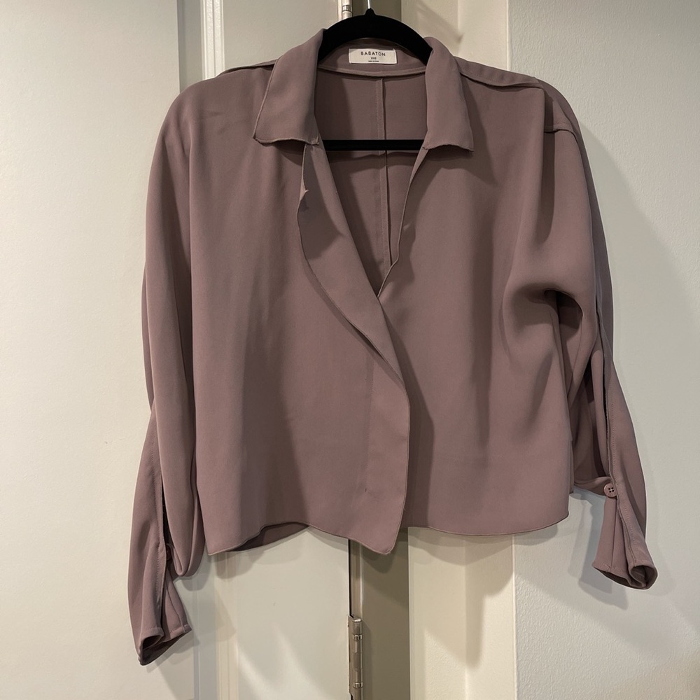 Aritzia cropped blouse with v neck